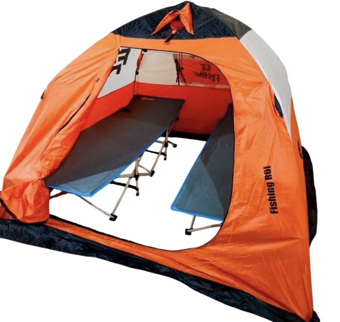 Палатка зимова Fishing ROI Ice Fishing - 200x200x160 см - Помаранчевий/Білий/Коричневий