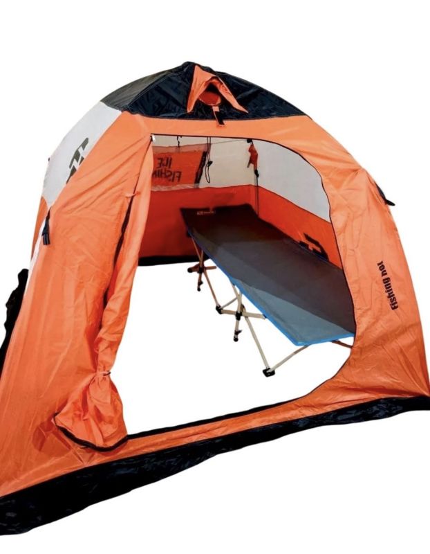Палатка зимова Fishing ROI Ice Fishing - 200x200x160 см - Помаранчевий/Білий/Коричневий