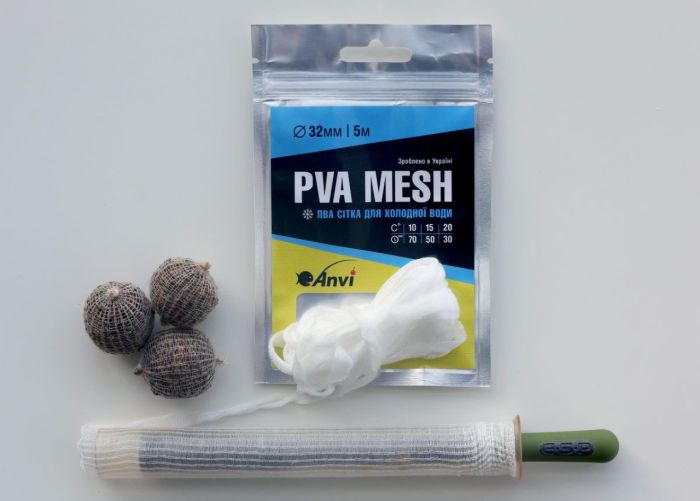 ПВА сітка Anvi PVA Mesh - Швидкорозчинна - Для холодної води - Ø32 мм