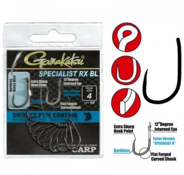 Гачок Gamakatsu G-Carp Specialist RX BL - Тефлонове покриття - 10 шт/уп