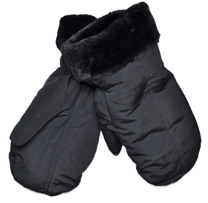 Рукавиці зимові - Штучне хутро - Поліестер - XL - Чорний