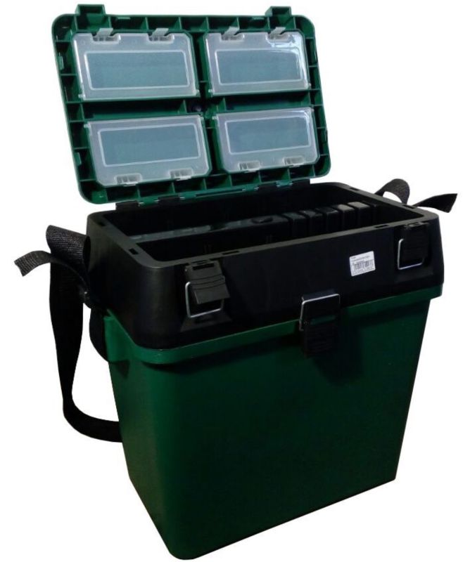 Ящик для зимової риболовлі - Зелений з чорним - Україна.