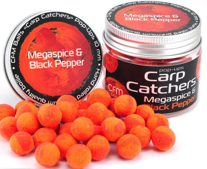 Бойли Carp Catchers Pop Ups - Плаваючі - Ø14 мм - 30 шт/уп - Megaspice and Black Pepper
