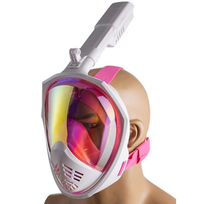 Маска для плавання - Повнолицева - Дзеркальна - M2068/LG14 - Розмір L/XL - Рожевий
