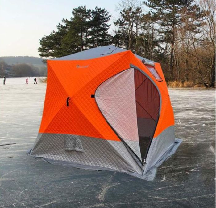 Палатка-куб Mircamping 2017 - Напівавтомат - 4-місна - Зимова - Тришарова - З підлогою - Мобільна лазня