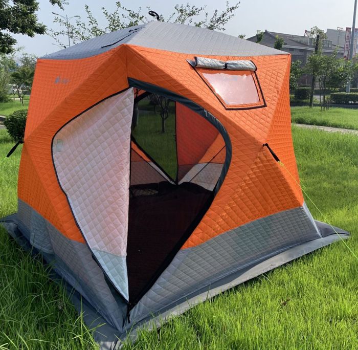 Палатка-куб Mircamping 2017 - Напівавтомат - 4-місна - Зимова - Тришарова - З підлогою - Мобільна лазня