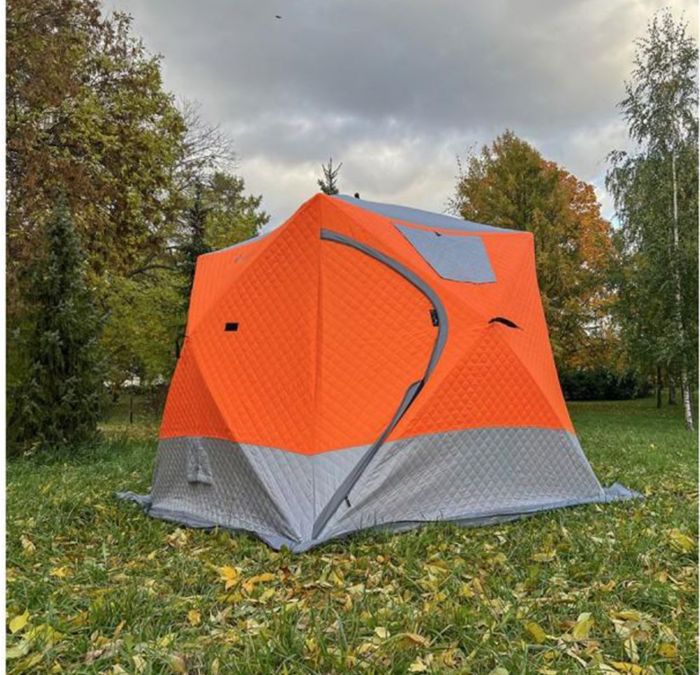 Палатка-куб Mircamping 2017 - Напівавтомат - 4-місна - Зимова - Тришарова - З підлогою - Мобільна лазня