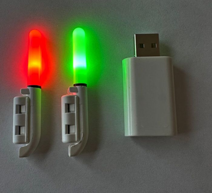 Сигналізатор клювання для фідера - Світловий - 6 см - Живлення 2 батарейки + USB зарядка - 2 шт/уп