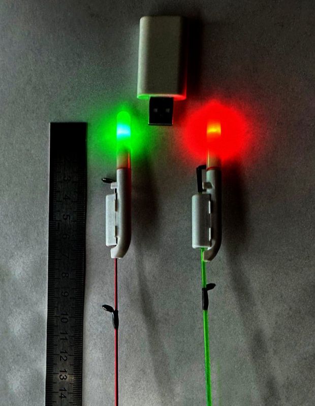 Сигналізатор клювання для фідера - З датчиком клювання - 7 см - Живлення 2 батарейки + USB зарядка - 2 шт/уп