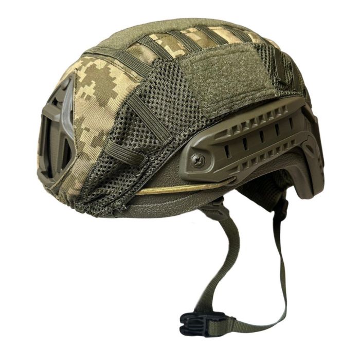 Каска-шолом - Каска-2М - Бойовий балістичний з високим обрізом - З чохлом на каску Піксель - Розмір L (57-59 см)