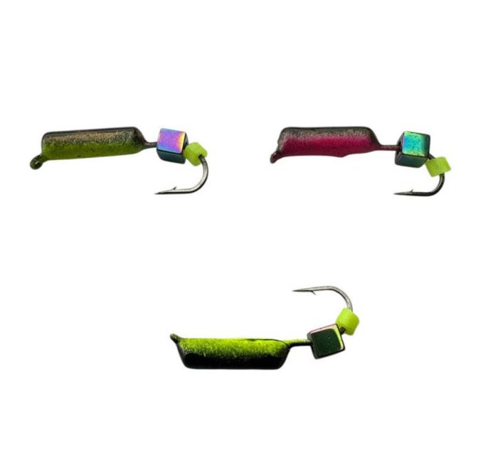 Мормишка Вольфрамова Володимирська Гвоздик - З кубиком хамелеон - 3 мм - 0.5 г - Чорно-червоно-жовтий - Арт.608