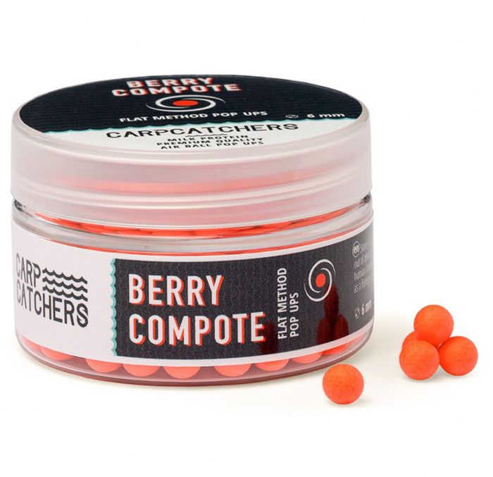 Бойли Carp Catchers Pop Ups Flat Method - Плаваючі - Ø6 мм - Fluoro Red - Berry Compote