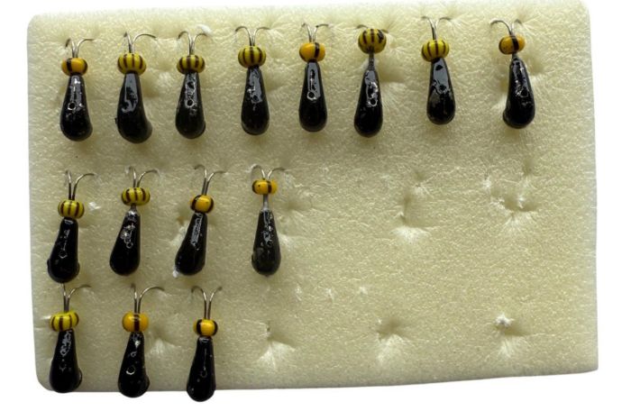 Мормишка Вольфрамова Володимирська "Коза з жовтою кулею+коронка" - 4 мм - 0.6 г - Арт.578