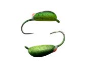 Мормишка Вольфрамова Володимирська Частка часнику - З біло-червоною точкою - 2.5 мм - 0.4 г - Фосфорно-зелений - Арт.633