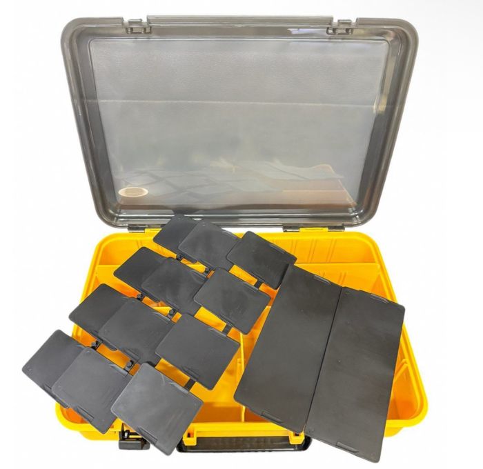 Коробка Briz 057 - Для рибальських снастей - 18 осередків - Жовта