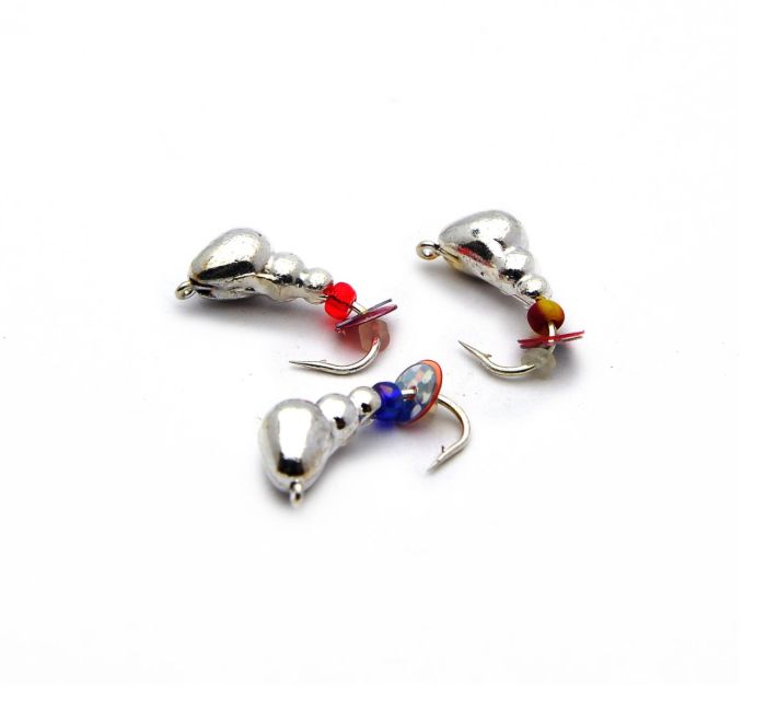 Мормишка Вольфрам Мурашка з бісером - Світле срібло - 10 шт./уп - 2,55 г, Гачок №8