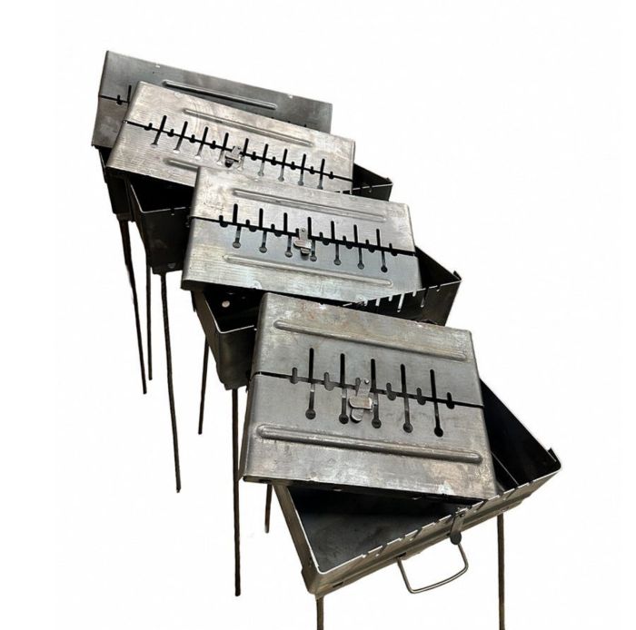 Мангал Валіза - Розкладний - Зі знімними ніжками - Сталь 2 мм - 37x35x16 см - На 6 шампурів