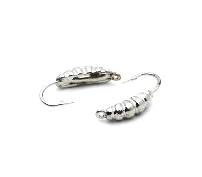 Мормишка Вольфрам Личинка - Темне срібло 0,35 г, Гачок №14