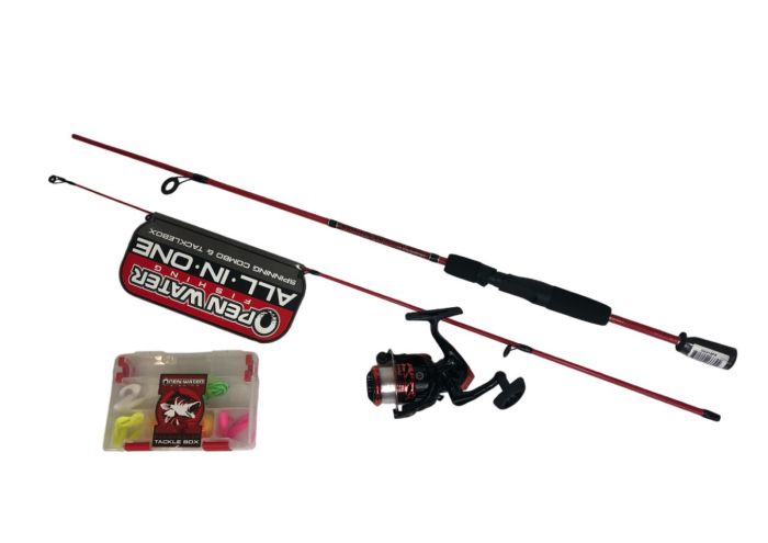 Набір Спінінгіста (спінінг+котушка+ коробка з наживками) - Червоний