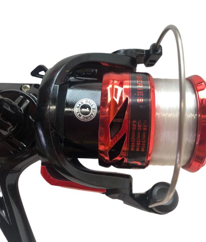 Набір Спінінгіста (спінінг+котушка+ коробка з наживками) - Червоний