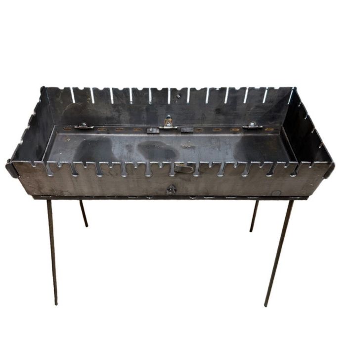 Мангал Вогник - Розкладний - Зі знімними ніжками - Сталь 3 мм - 64x28x15 см - На 12 шампурів