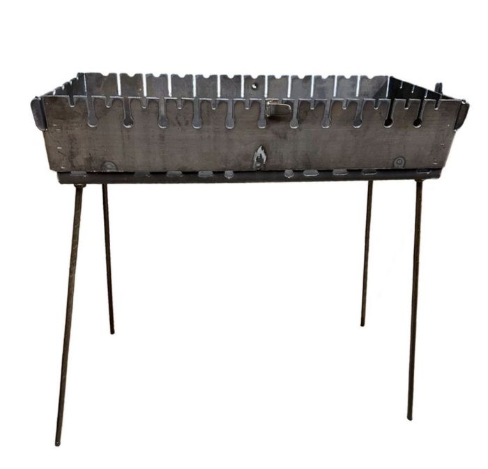 Мангал Вогник - Розкладний - Зі знімними ніжками - Сталь 3 мм - 64x28x15 см - На 12 шампурів