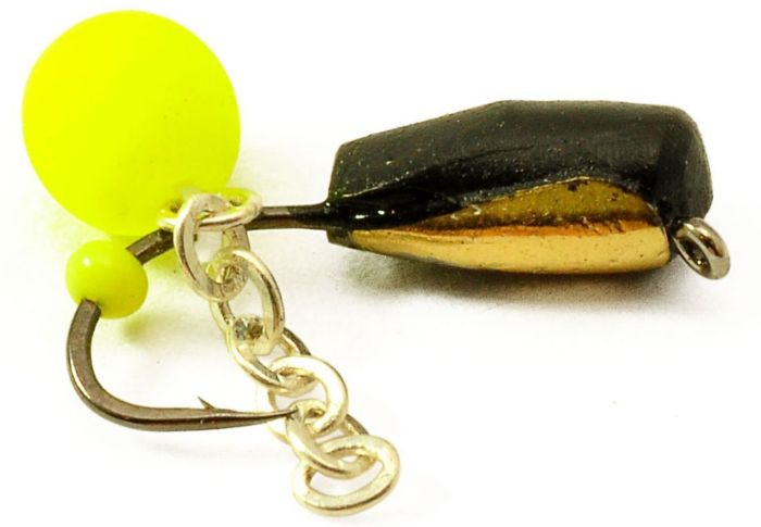 Мормишка Вольфрамова Володимирська "Гвоздика з підвісною кулькою неон з ланцюжком" з/к - 3 мм - 0,9 г - Арт.404