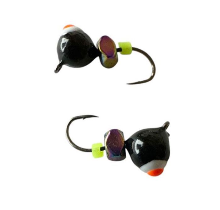 Мормишка Вольфрамова Володимирська Куля Гранений з кембриком - З кубиком хамелеон - 4 мм - 0.7 г - Чорний з червоно-білою точкою - Арт.604