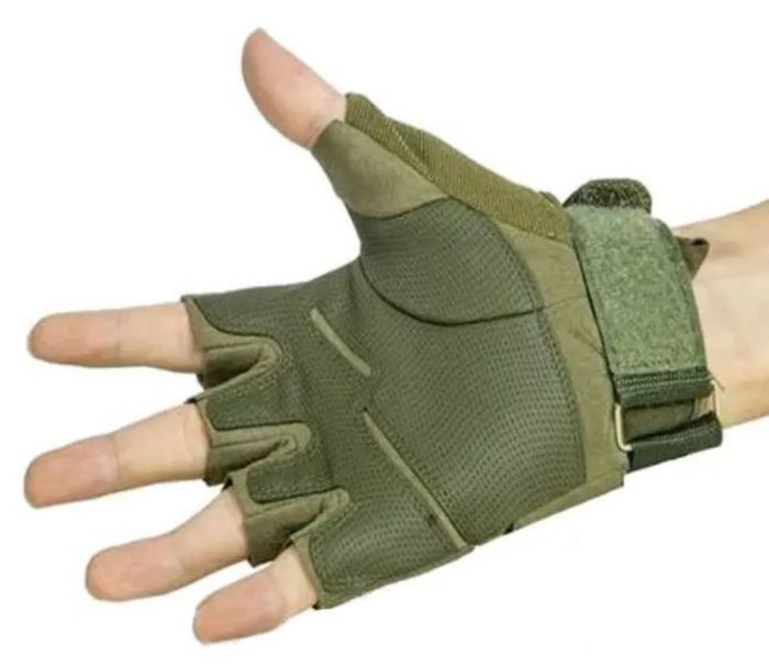 Рукавички тактичні ЗСУ - З відкритими пальцями - М'яка кістка - Хакі
