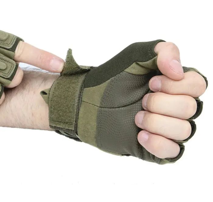 Рукавички тактичні ЗСУ - З відкритими пальцями - М'яка кістка - Хакі