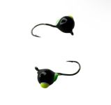 Мормишка Вольфрамова Володимирська Куля Гранений з кембриком - Фарбований - 4 мм - 0.6 г - Чорний з жовтою та зеленою точками - Арт.637