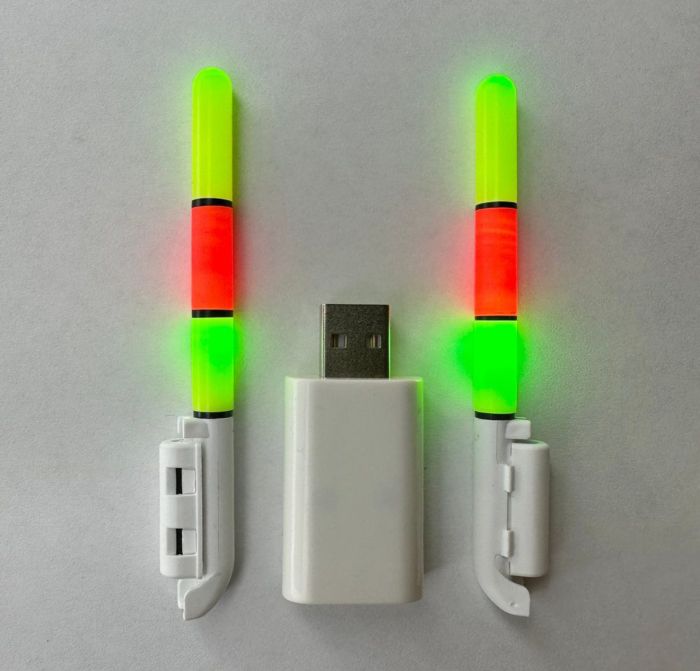 Сигналізатор клювання для фідера - Світловий - 9,5 см - Живлення 2 батарейки + USB зарядка - 2 шт/уп