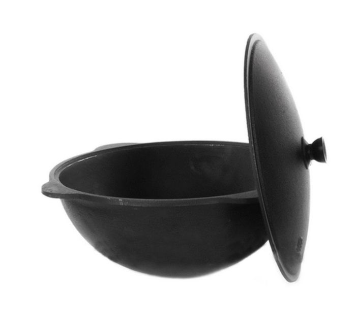 Котел чавунний Узбецький Наманганський кругле дно - З кришкою - 16 л