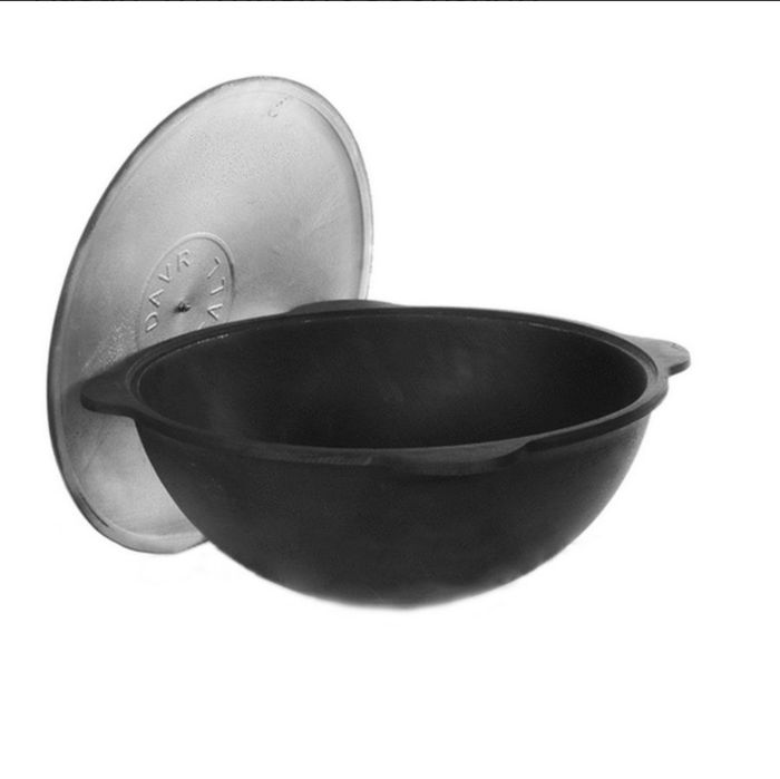 Котел чавунний Узбецький Наманганський кругле дно - З кришкою - 22 л