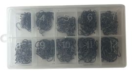 Набір гачків - Розміри 3-12 - 500 шт/уп - Чорний нікель