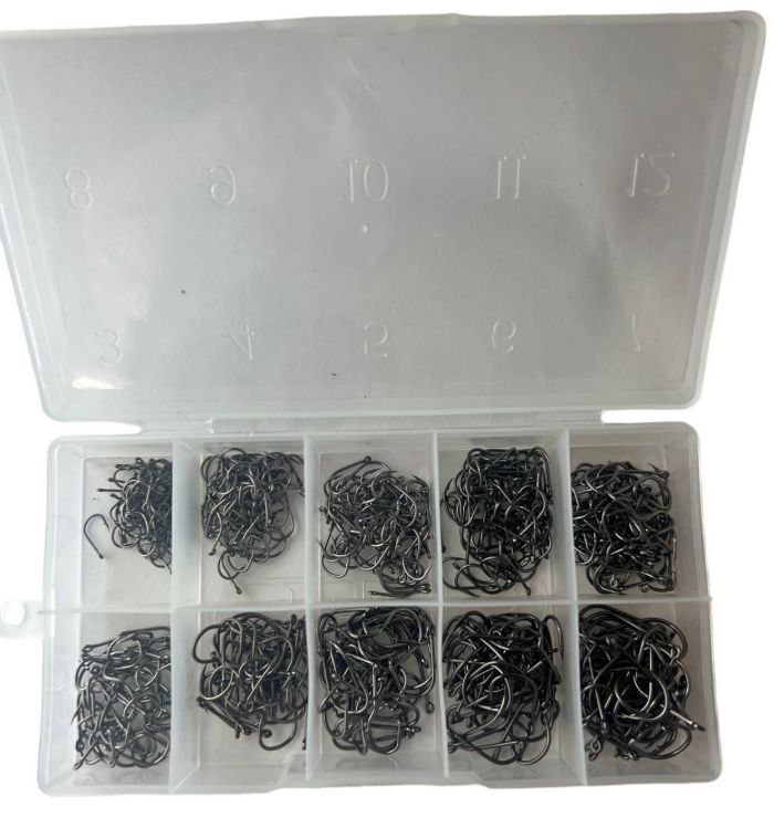 Набір гачків - Розміри 3-12 - 500 шт/уп - Чорний нікель