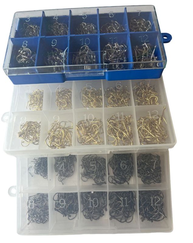 Набір гачків - Розміри 3-12 - 500 шт/уп - Чорний нікель