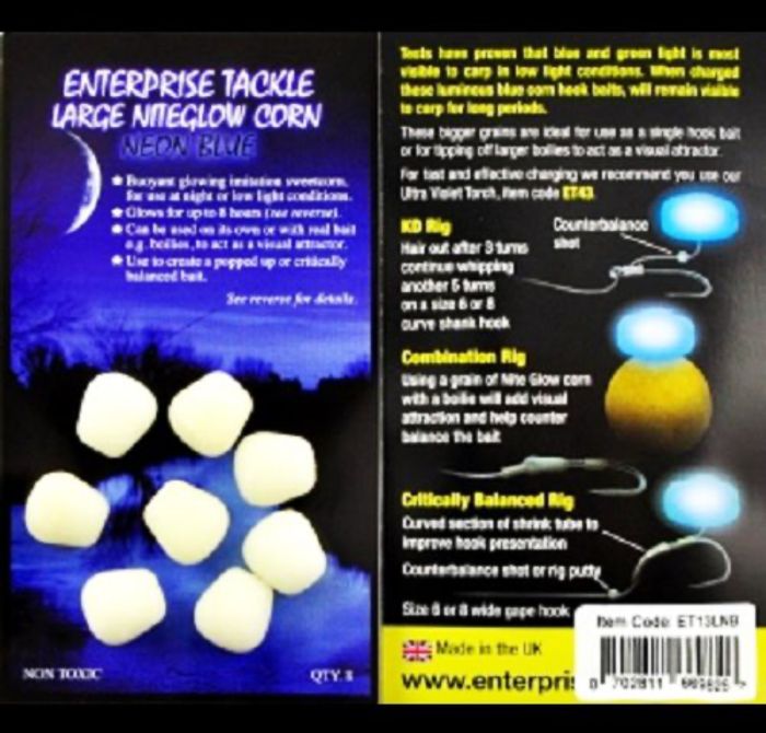 Кукурудза Enterprise Tackle - Світиться в темряві - Велика - Суха (Без діпу) - Large - Neon Blue - 8 шт/уп