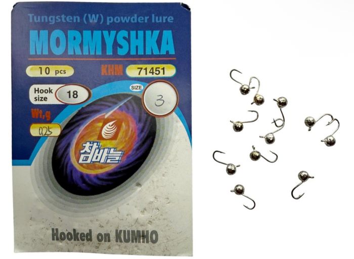 Мормишка вольфрамова - Куля Гранена - Прибалтика - Срібло - 10 шт/уп - 0.25 г, Гачок: Kumho №18