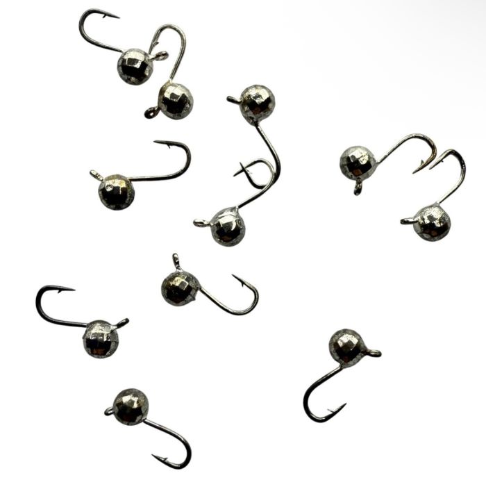 Мормишка вольфрамова - Куля Гранена - Прибалтика - Срібло - 10 шт/уп - 0.25 г, Гачок: Kumho №18