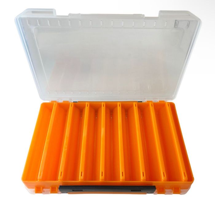 Коробка для воблерів - 16 осередків - 30x21x5 см - Двостороння - Поліпропілен - Помаранчева