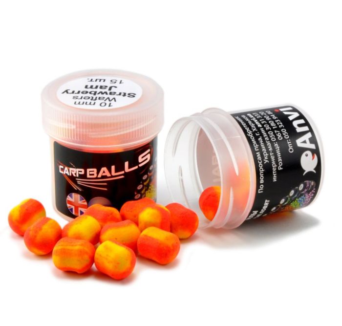 Бойли Carp Balls Wafters - Нейтральна плавучість - Ø10 мм - 15 шт/уп - Strawberry Jam (Полуничний джем)