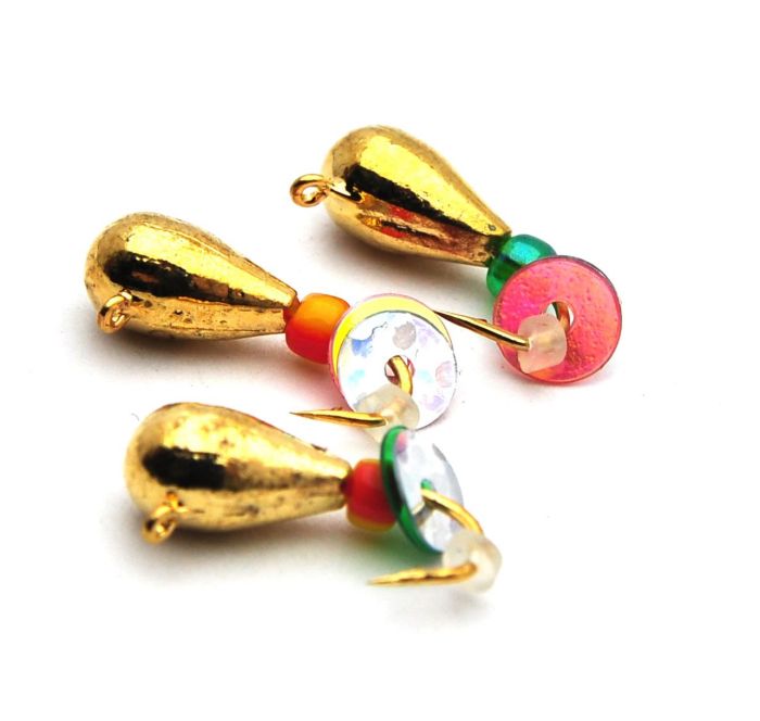 Мормишка Вольфрам Крапля з бісером - Золото - 10шт./уп - 1.04 г, Гачок №12