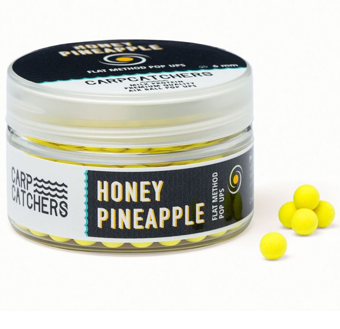 Бойли Carp Catchers Pop Ups Flat Method - Плаваючі - Ø6 мм - Fluoro Yellow - Honey Pineapple