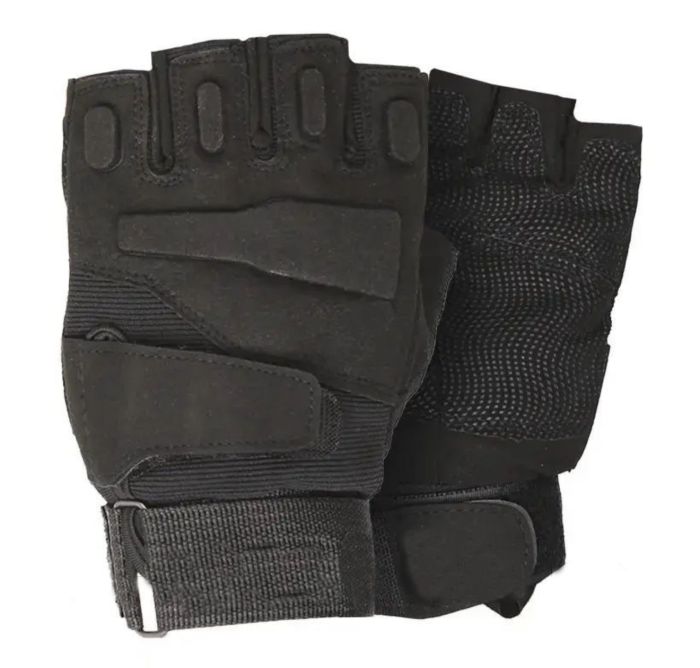 Рукавички тактичні ЗСУ - З відкритими пальцями - М'яка кістка - Чорний