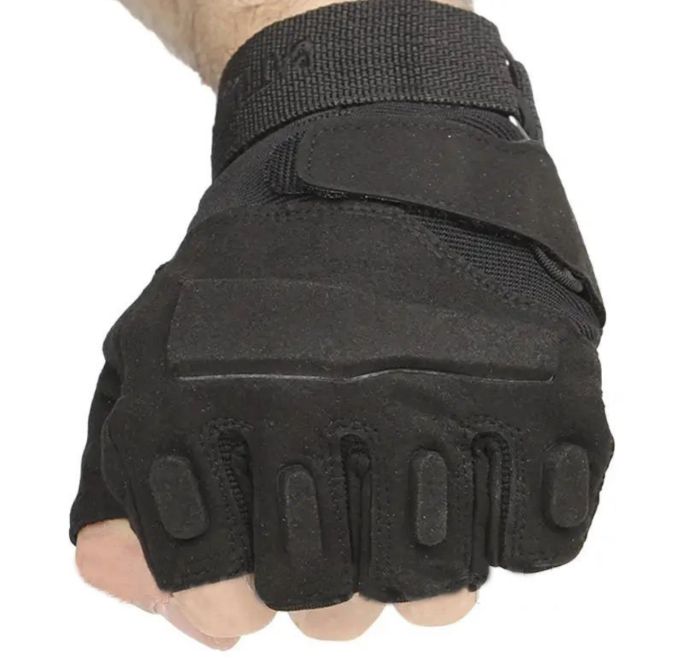 Рукавички тактичні ЗСУ - З відкритими пальцями - М'яка кістка - Чорний