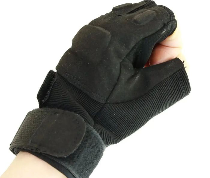 Рукавички тактичні ЗСУ - З відкритими пальцями - М'яка кістка - Чорний
