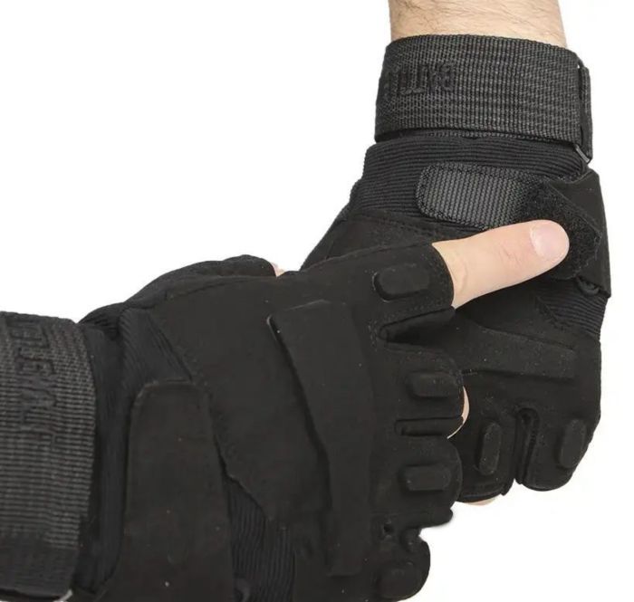 Рукавички тактичні ЗСУ - З відкритими пальцями - М'яка кістка - Чорний