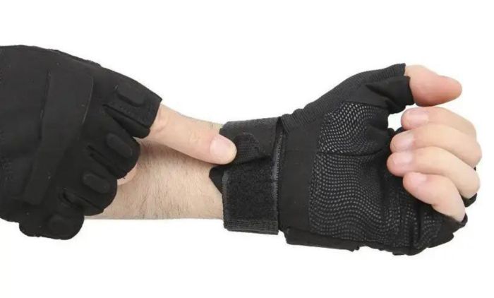 Рукавички тактичні ЗСУ - З відкритими пальцями - М'яка кістка - Чорний