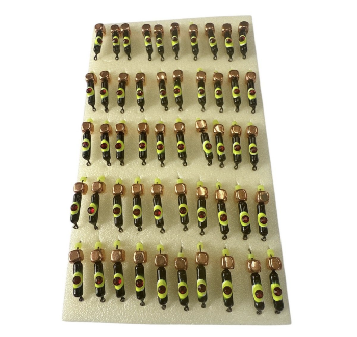 Мормишка Вольфрамова "Латишка" Гвоздик - Котяче око з кубиком мідь - 0,5 г - МК1112